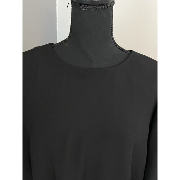 Talbots Black Shift Midi Dress Long Sleeves Cocktail Evening Size 16 Crepe 40”L - Picture 4 of 16